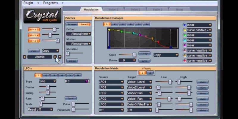 Crystal Synth VST Plugin screenshot with waveform display and settings for sound manipulation