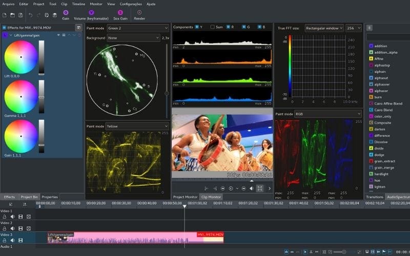 Kdenlive open source video editing screen