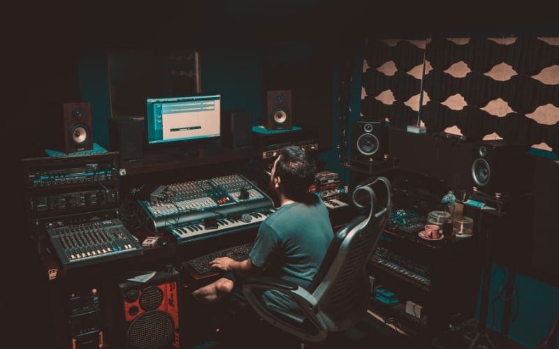 Music producer in the recording studio