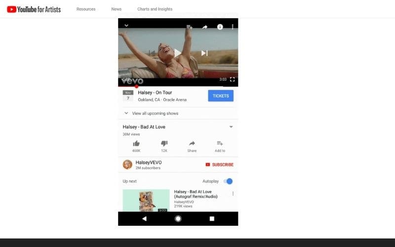 YouTube for artists screenshot
