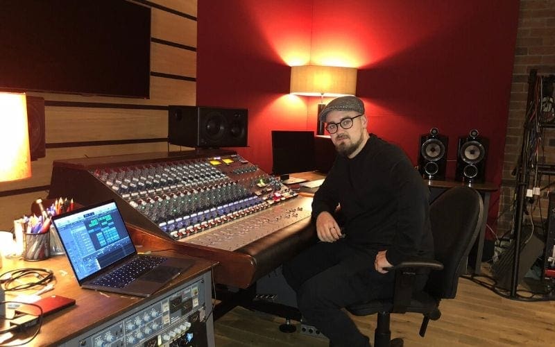 Jocelin Francis at mixing desk in Abbey Road Studios