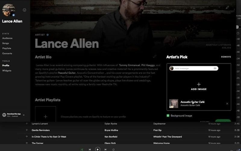 Spotify artist add image