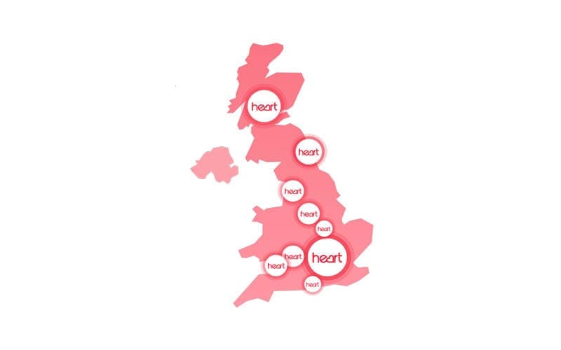 UK Map of Heart Radio locations