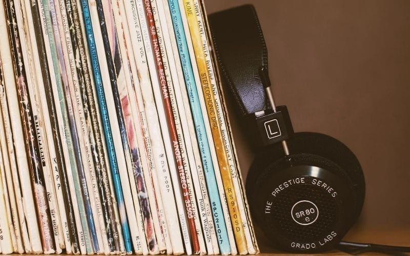 CDs and headphones music vinyl