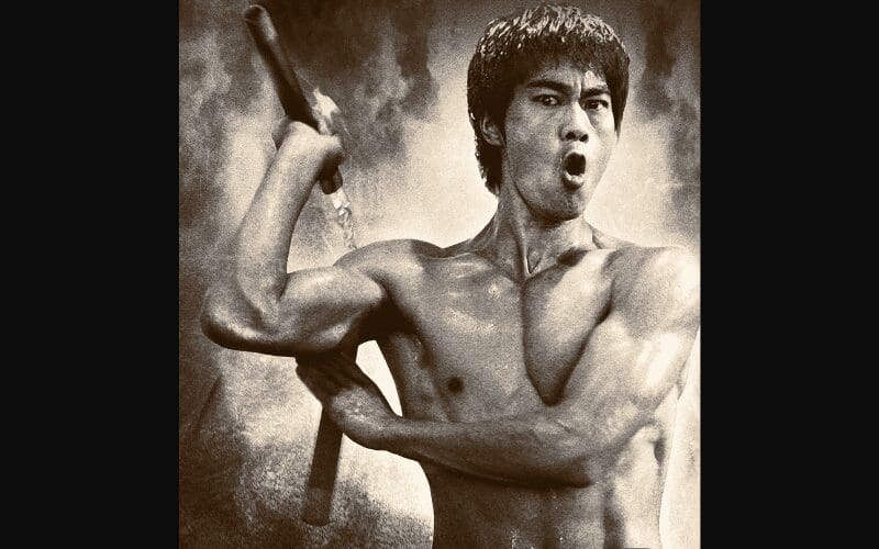 bruce lee with weapon
