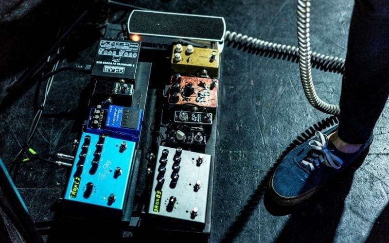 Effects pedals on stage
