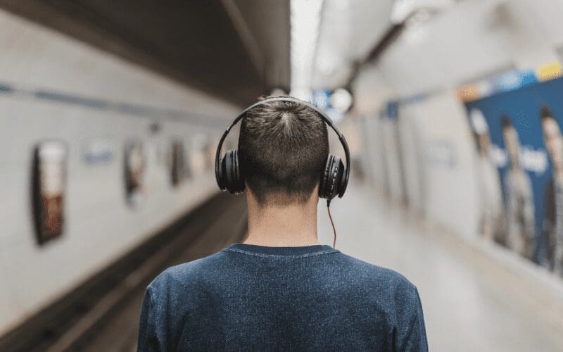 man listening to music