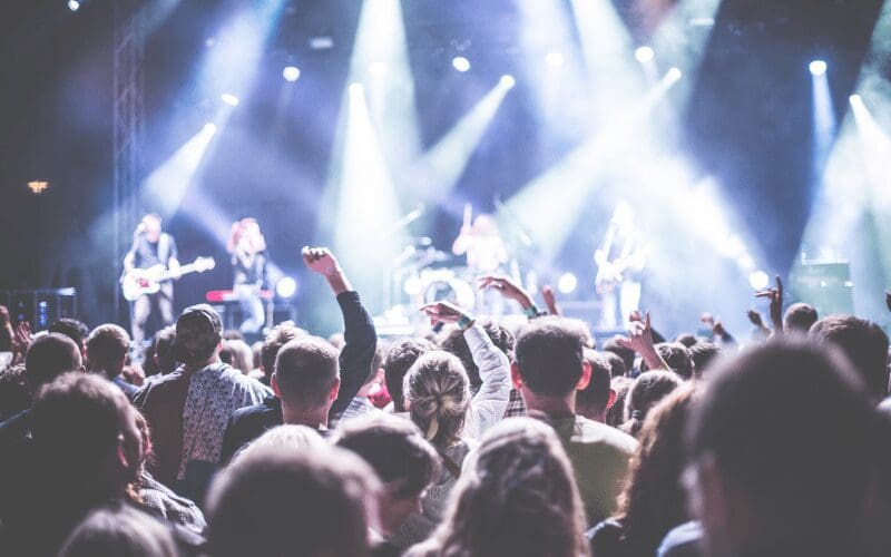 crowd at a concert stock photo