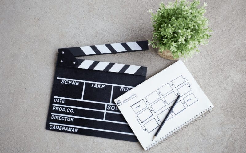 character study story board and clapboard
