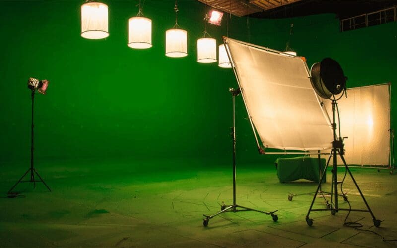 Green screen being used in studio 