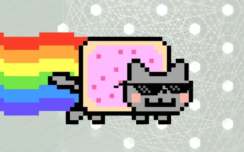 nyan cat nft non-fungible token with sunglasses