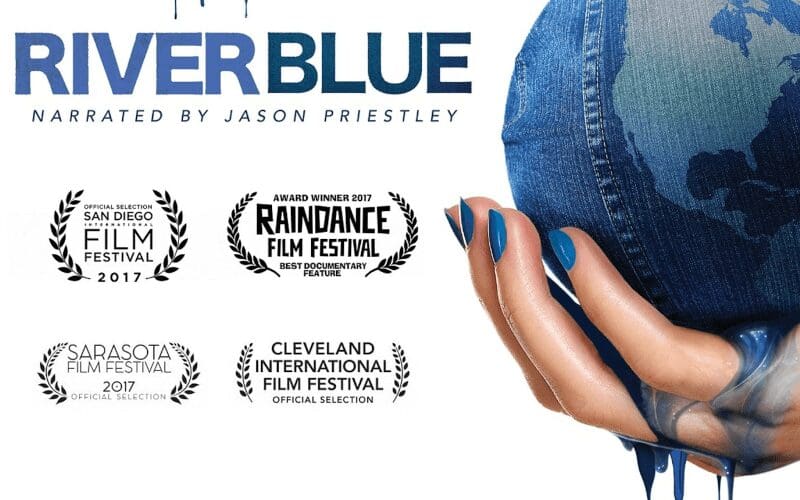 Riverblue film poster with awards shown.
