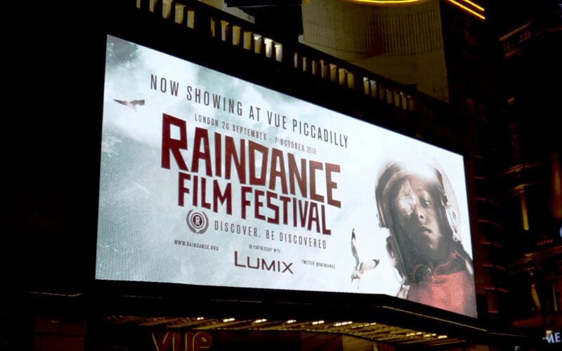 Raindance film festival notice board.