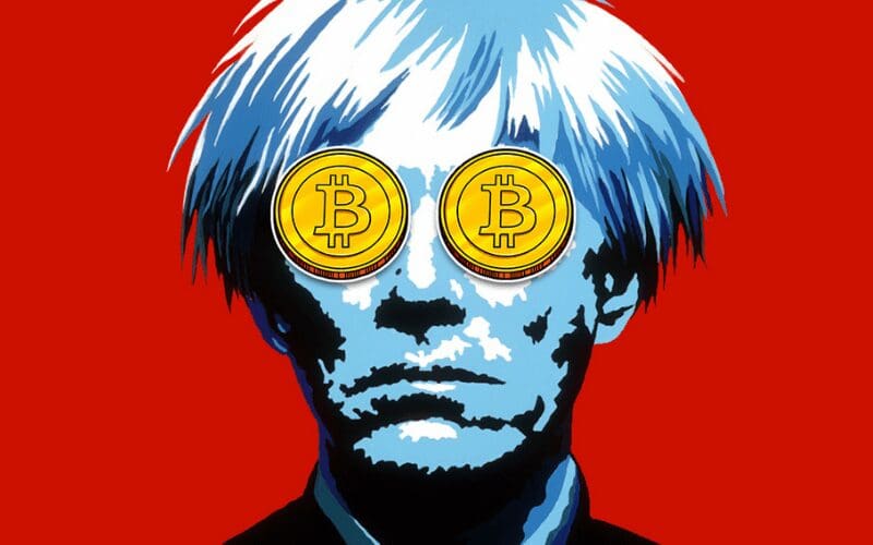 andy warhol with bitcoin eyes nft non-fungible token