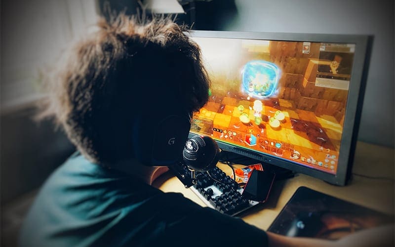 gamer playing video game
