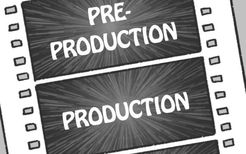 Film reel with 'pre-production checklist' printed on it. 
