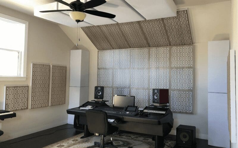 home recording studio with acoustic treatment 