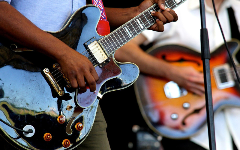 an electric guitar being played
