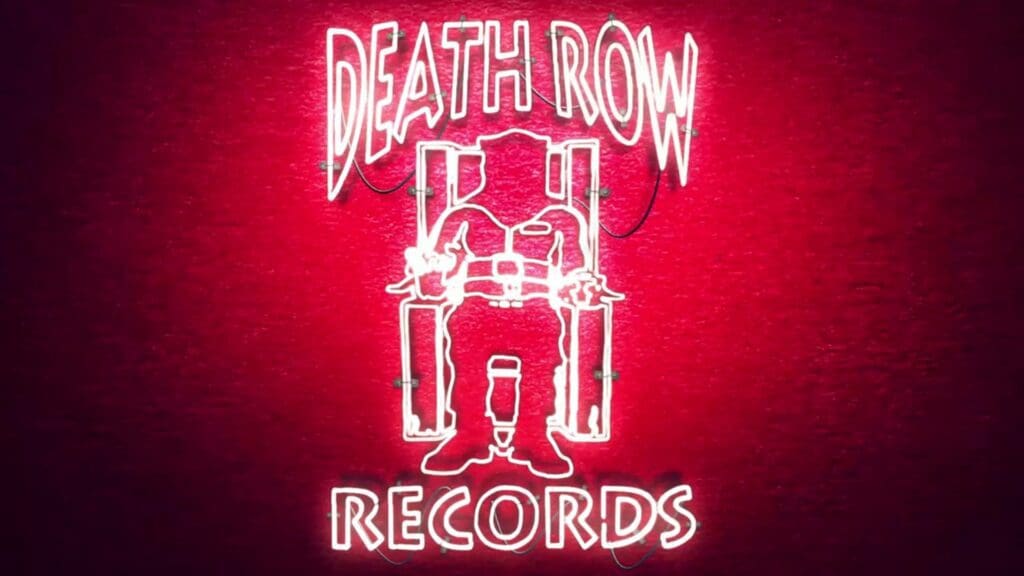 Death Row Records Logo in Red Neon