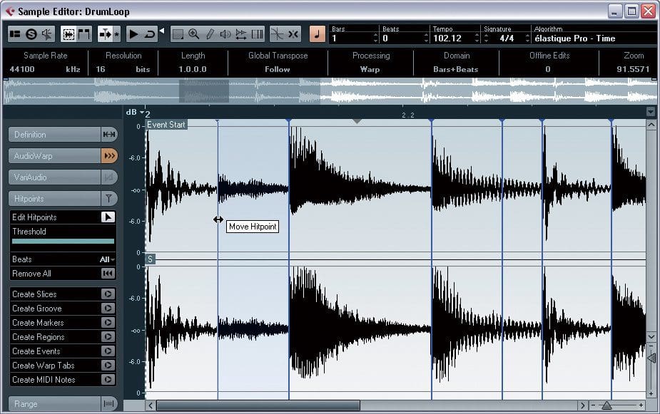 Drumloop software for sampling music
